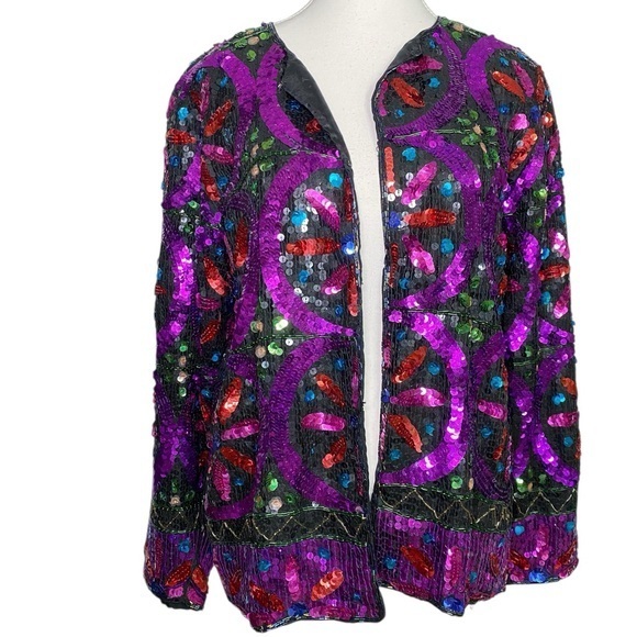 Jackets & Blazers - Unbranded Vintage Colorful Sequin Women's Silk Blazer